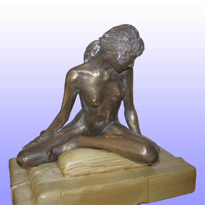 sculpture brons en hout
